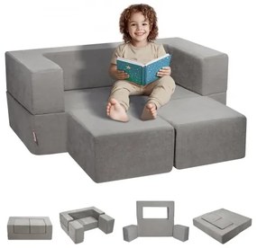 VEVOR Modular Kids Play Couch 4Pcs DIY Creative Child Sectional Sofa Dark Grey