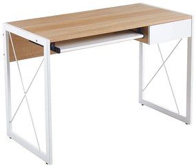 UNIT Γραφείο Η/Υ, Μέταλλο Βαφή Άσπρο, Melamine Απόχρωση Sonoma 110x55x75cm ΕΟ4393