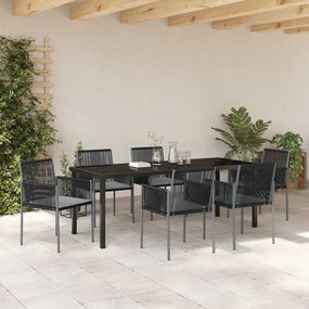 vidaXL Σέτ φαγητού για κήπο 7 pcs Μαύρο Ράτα PE