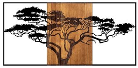 Διακοσμητικό τοίχου Acacia Tree Megapap ξύλινο - μεταλλικό χρώμα καρυδί - μαύρο 147x3x70εκ.-GP052-0056