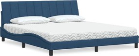 vidaXL Κρεβάτι με Στρώμα Hanko Μπλε 180x200 εκ. Υφασμάτινο