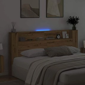 vidaXL Κεφαλάρι αποθήκευσης με LED Artisan Δρυς Επεξεργασμένο Ξύλο