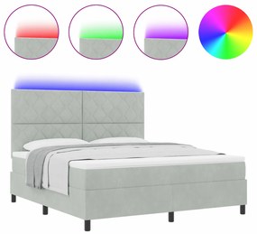 vidaXL Κρεβάτι με στρώμα και φως LED  Γκρι 180x200 εκ. Βελούδο
