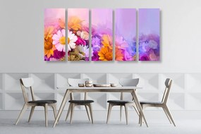 5 μέρη εικόνα ελαιογραφία με έντονα χρώματα λουλούδια - 100x50