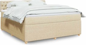 vidaXL Κρεβάτι Boxspring με Στρώμα Κρεμ 180x200 εκ. Υφασμάτινο