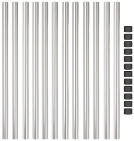 vidaXL Πό posts φράχτη 12 pcs Ασημί 100 cm Ατσάλι με Επικάλυψη Πούδρας