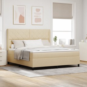 vidaXL Κρεβάτι Box Spring με Στρώμα & LED Κρεμ 180x200 εκ. Υφάσματος