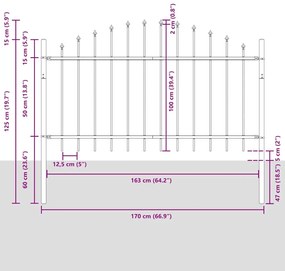 vidaXL Φράχτης Κήπου 5 pcs Γκρι 170 x 140 εκ