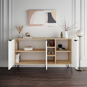 Μπουφές Clara Megapap χρώμα sapphire oak - λευκό 142x35,6x83εκ.