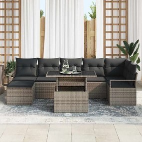 vidaXL Σετ Καναπέ Κήπου με αποθήκευση 8 pcs Γκρι Πολυ ράταν