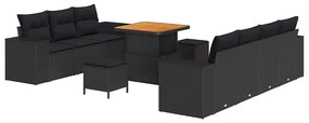 vidaXL Σετ Καναπέ Κήπου με μαξιλάρι 10 pcs Μαύρο 80 x 80 x 71 cm