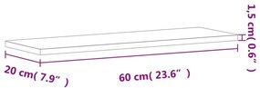 Ράφι Τοίχου 60x20x1,5 εκ. από Μασίφ Ξύλο Οξιάς - Καφέ