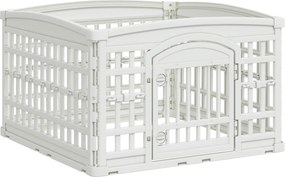 vidaXL Αλάνα Σκύλου 4 Πάνελ 88 x 88 x 56 εκ Πλαστικό Λευκό