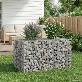 vidaXL Ανασηκωμένο κρεβάτι gabion Ασημί