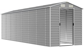 vidaXL Αποθήκη Κήπου Ανοιχτό Γκρι 191x640x198 εκ. Γαλβανισμένο Ατσάλι