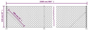 vidaXL Συρματόπλεγμα Περίφραξης Ασημί 1,1 x 25 μ. με Βάσεις Φλάντζα
