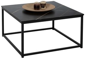 Τραπέζι Σαλονιού Braylen HM8942.13 Τετράγωνο 75x75x43cm Όψη Μαρμάρου Black Melamine, Metal
