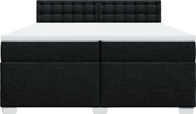 vidaXL Κρεβάτι Boxspring με Στρώμα Μαύρο 200x200 εκ. Υφασμάτινο