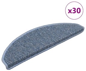vidaXL Πατάκια Σκάλας Αυτοκόλ. 30 τεμ. Όψη Σιζάλ Μπλε 65x21x4 εκ.