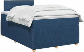 vidaXL Κρεβάτι box spring με στρώμα Μπλε 120 x 190 cm Ύφασμα
