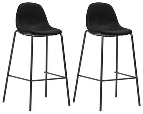 Καρέκλες Μπαρ 2 τεμ. Μαύρες Υφασμάτινες - Μαύρο