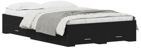 vidaXL Bed Frame με Συρτάρια Μαύρη Δρυς 120x190 εκ Επεξεργασμένο Ξύλο