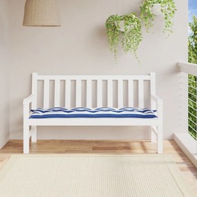 vidaXL Μαξιλάρι Πάγκου Κήπου Μπλε&amp;Λευκό Ριγέ 150x50x7 εκ Ύφασμα Oxford