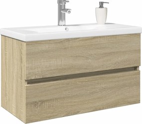 vidaXL Σετ Επίπλων Μπάνιου 2 Τεμαχίων Κεραμικό από Επεξεργασμένο Ξύλο