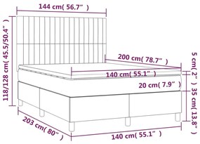 Κρεβάτι Boxspring με Στρώμα Ροζ 140x200 εκ. Βελούδινο - Ροζ