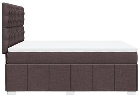 Κρεβάτι Boxspring με Στρώμα Σκούρο Καφέ 140x200 εκ Υφασμάτινο - Καφέ