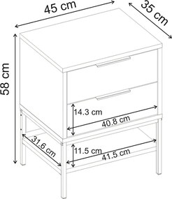 Κομοδίνο Mars Megapap χρώμα καρυδί Ud 45x35x58εκ.
