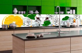 Αυτοκόλλητη φωτοταπετσαρία κουζίνας λεμόνι με πάγο - 180x60