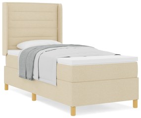 vidaXL Κρεβάτι  με ελατήρια και στρώμα κρέμ, 100x200 εκ.