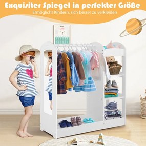 Παιδική Ντουλάπα Με Καθρέφτη-Λευκή TP10021WH Costway