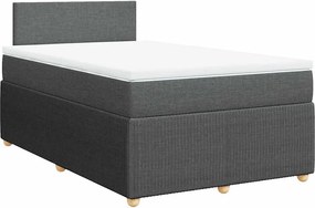 vidaXL Κρεβάτι Boxspring με Στρώμα Σκούρο Γκρι 120x190 εκ Υφασμάτινο