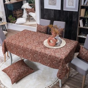 Τραπεζομάντηλο Santos 05 Terracotta Teoran 135Χ135 Acrylic,Cotton,Polyester