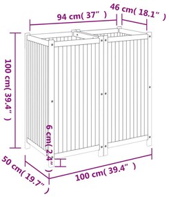 Ζαρντινιέρα Κήπου με Επένδυση 100x50x100 εκ. Μασίφ Ξύλο Ακακίας - Καφέ