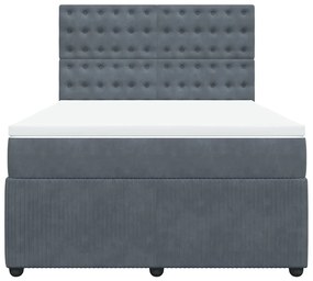 vidaXL Κρεβάτι Boxspring με Στρώμα Σκούρο Γκρι 160x200 εκ. Βελούδινο