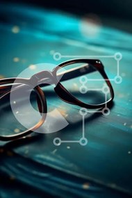 Intra Συλλεκτικό Ξύλινο Παζλ Plywood 4mm - Δύο ζευγάρια γυαλιά σε μπλε φόντο Σε Ξύλινο Κουτί - Διαστάσεις: 10x10 cm – 25 κομμάτια