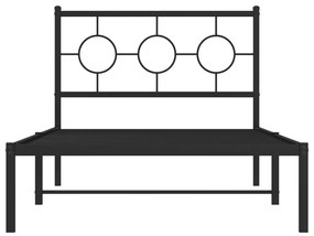 vidaXL Πλαίσιο Κρεβατιού με Κεφαλάρι Μαύρο 100 x 190 εκ. Μεταλλικό