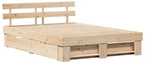 vidaXL Σκελετός Κρεβατιού Καφέ 140 x 200 cm Μασίφ ξύλο πεύκου