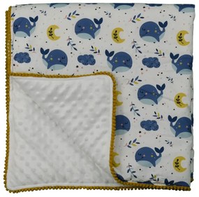 ΚΟΥΒΕΡΤΑ FLEECE ΜΕ POM POM BEBE STARS WHALE 3103
