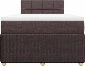 vidaXL Κρεβάτι Boxspring με Στρώμα Σκούρο Καφέ 120x200 εκ. Υφασμάτινο