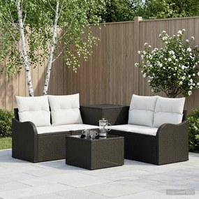vidaXL Σετ Καναπέ 6 τμχ. Μαύρο και Κρεμ Λευκό 55 x 55 x 37 εκ