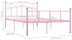 vidaXL Πλαίσιο Κρεβατιού Ροζ 140 x 200 εκ. Μεταλλικό