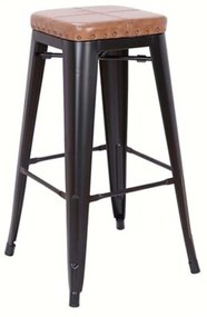 Σκαμπό Bar Relix Ε5190Ρ,14Μ Μεταλλικό Μαύρο Matte/Pu Camel 43x43x78cm Metal, Technoderma