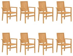 Καρέκλες Κήπου Στοιβαζόμενες 8 τεμ. 56,5x57,5x91 εκ. Μασίφ Teak - Καφέ