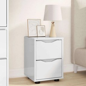 vidaXL Κομοδίνο Υψηλής γυαλάδας λευκό 30,5 x 30 x 43 εκ