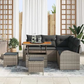 vidaXL Σετ Καναπέ Κήπου με μαξιλάρι 8 pcs Γκρι 90 x 55 x 71 cm
