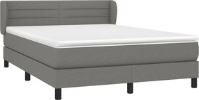 vidaXL Κρεβάτι Boxspring με Στρώμα Σκούρο Γκρι 140x190 εκ. Υφασμάτινο
